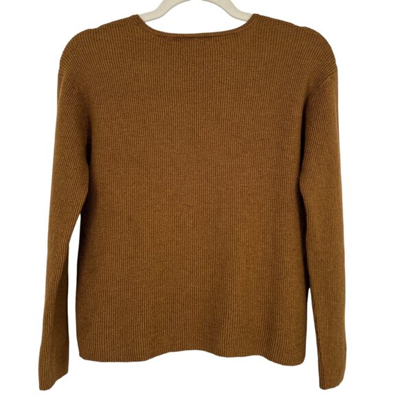 John Varvatos Womens Merino Wool Silk Blend Ribbed Knit Sweater Brown Size Mediu - Picture 7 of 11